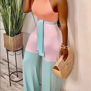 Contrast color jumpsuit